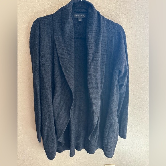 Barefoot Dreams Cozy Chic Lite Black Cardigan Sweater Open-Front Large - Picture 1 of 4